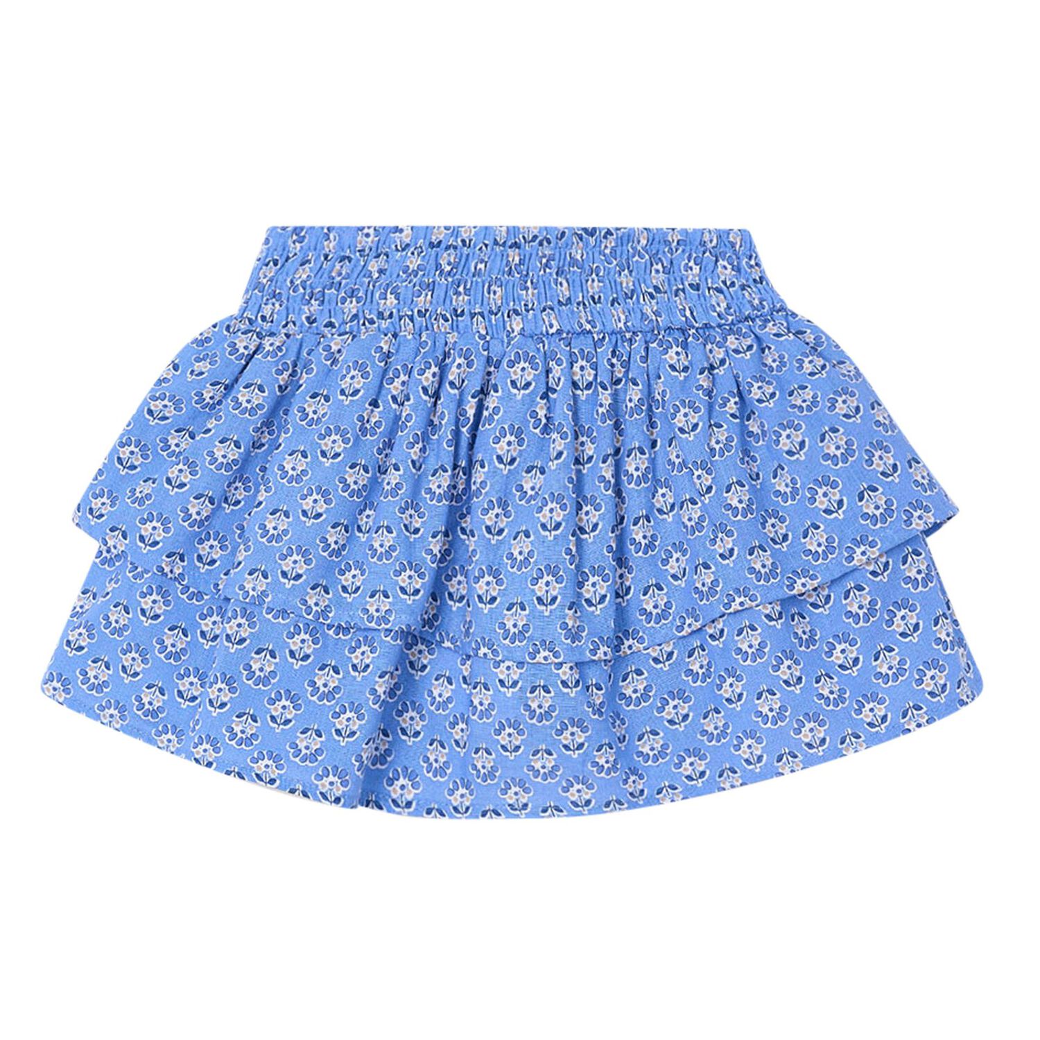 Girls Blue Floral Skirt, 2, hi-res