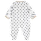 White & Beige Logo Babygrow, 1, hi-res