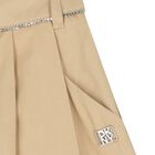 Girls Beige Logo Shorts, 1, hi-res