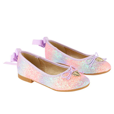 Girls Lilac Rainbow Glitter Shoes