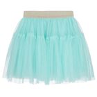 Girls Ivory & Turquoise Blue Tulle Skirt Set, 1, hi-res