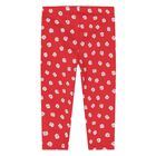 Younger Girls Red Floral Leggings, 1, hi-res