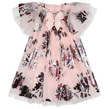 Girls Pink Tulle Darcey Floral Dress