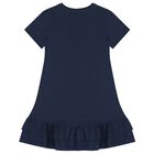 Girls Navy Blue Logo Dress, 2, hi-res