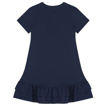 Girls Navy Blue Logo Dress