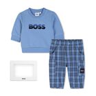 Baby Boys Blue Logo Trouser Set, 1, hi-res