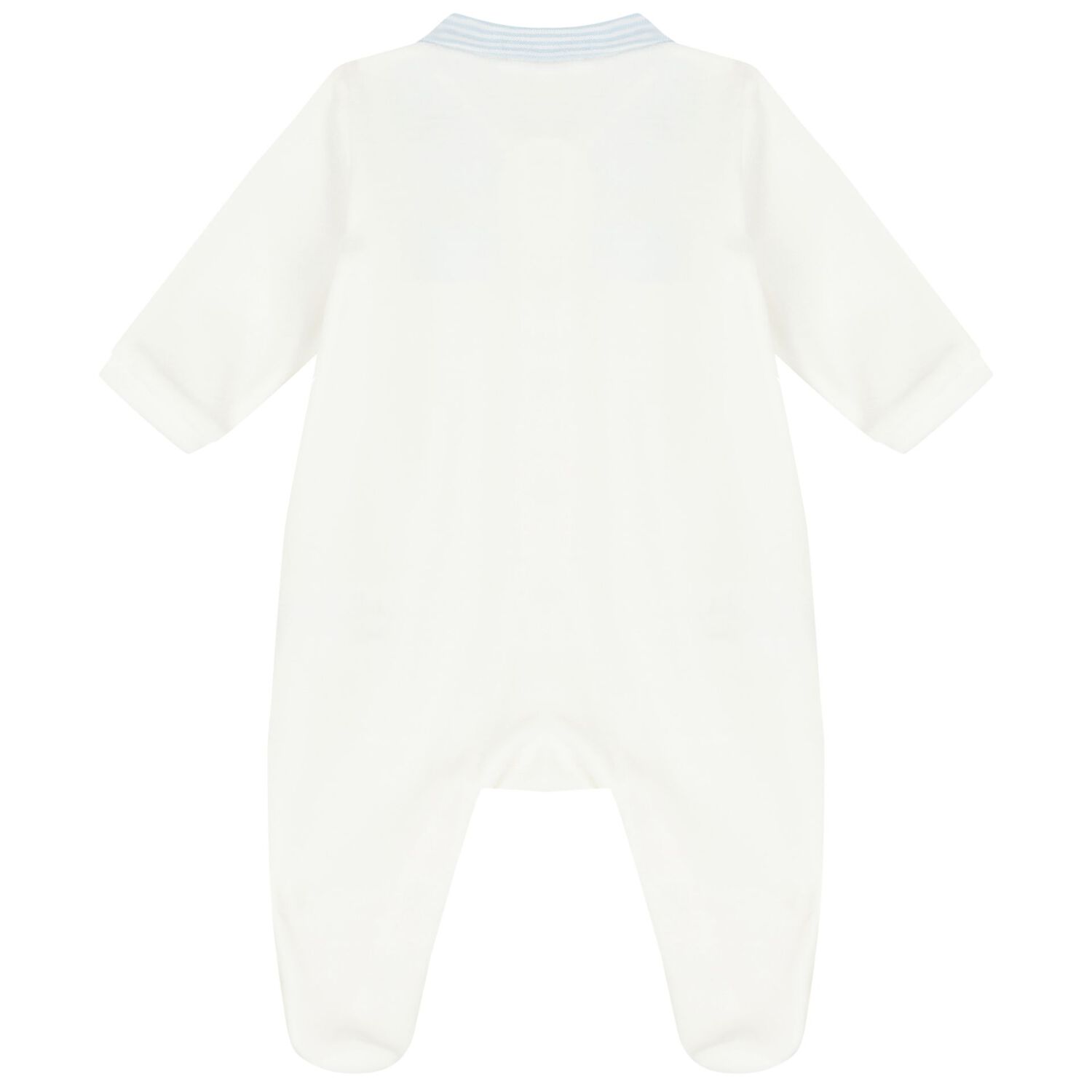 Baby Boys Ivory & Blue Embroidered Babygrow, 1, hi-res image number null