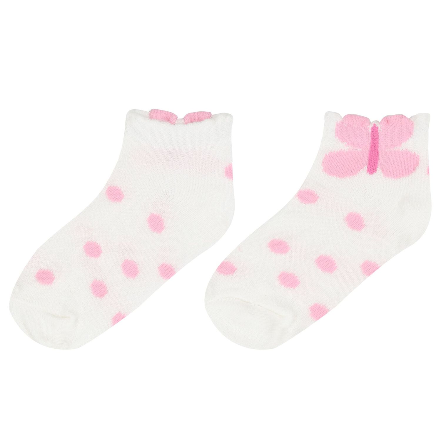 Baby Girls Pink Butterfly Socks ( 3-Pack ), 1, hi-res