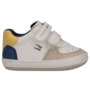 Baby Boys White & Beige Pre Walker Shoes