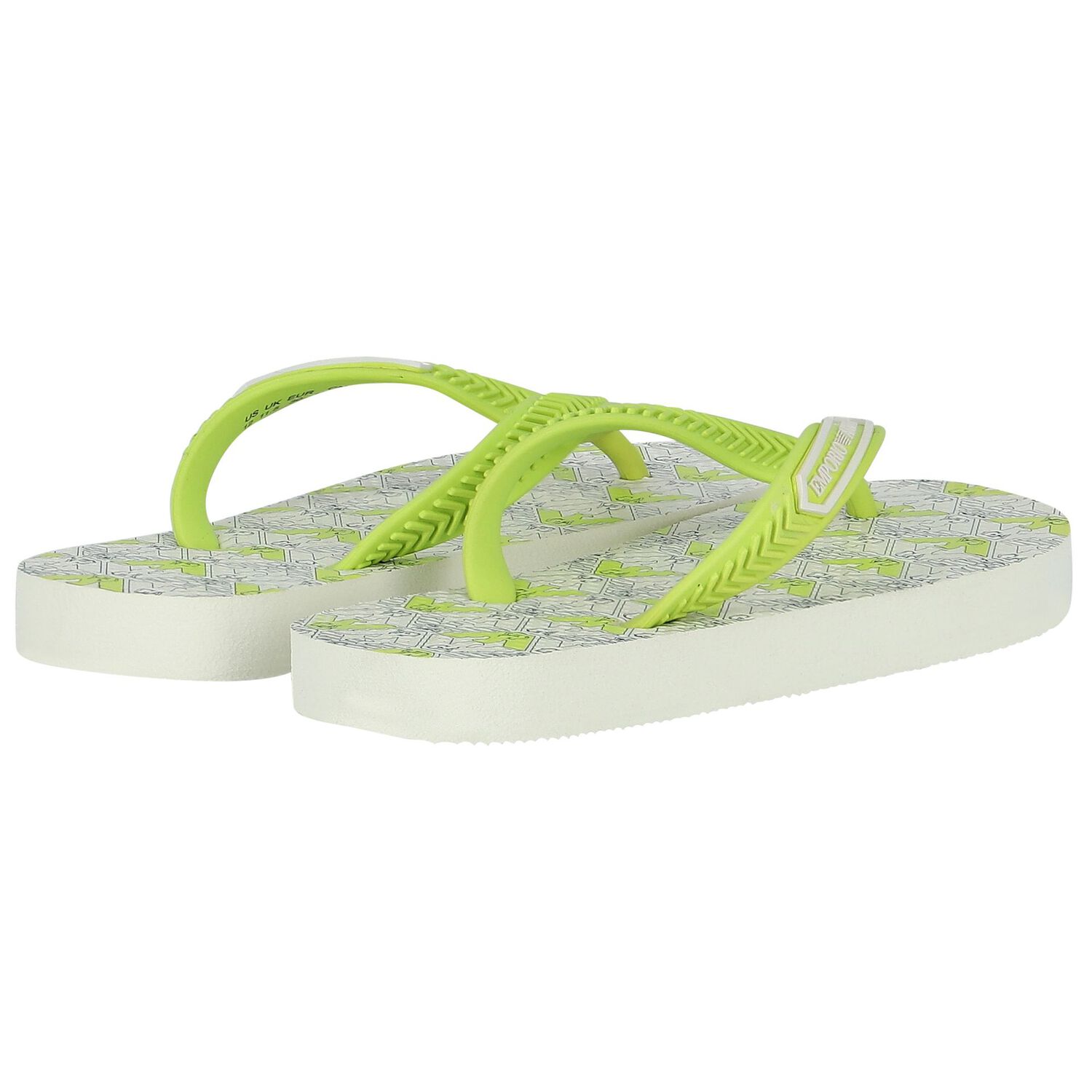 Ivory & Green Logo Flip Flops, 1, hi-res