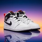 Black , Grey & White Air Jordan 1 Mid Trainers, 5, hi-res