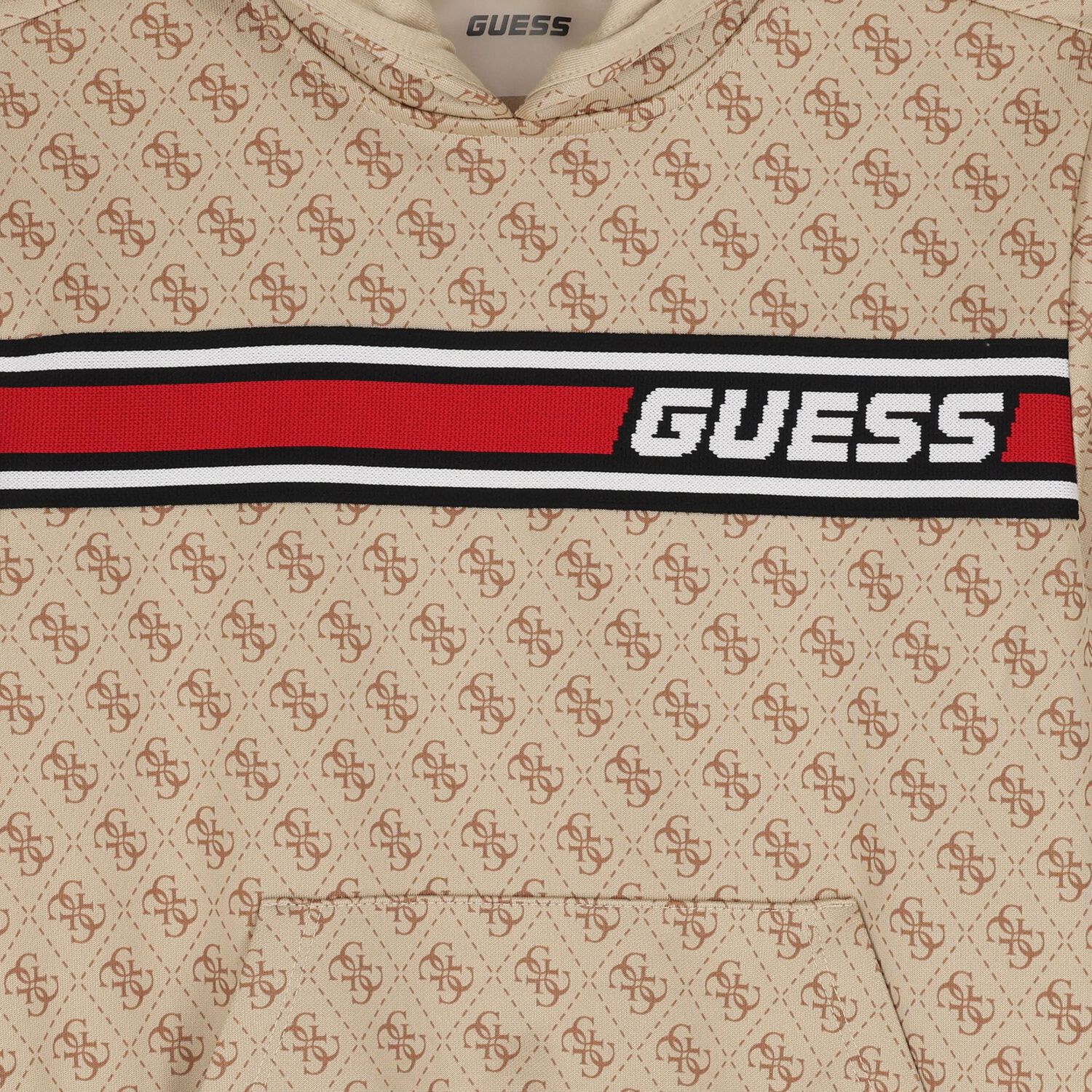 Boys Beige Logo Hooded Top, 1, hi-res