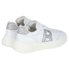 Girls White Logo Trainers, 1, hi-res
