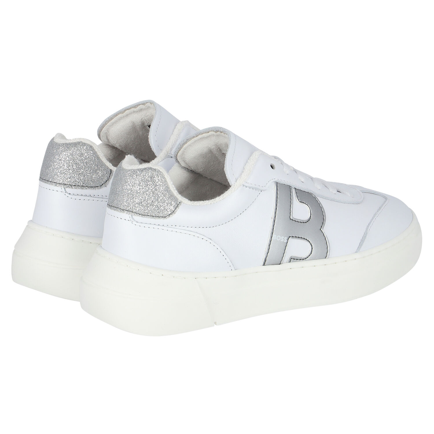 Girls White Logo Trainers, 1, hi-res image number null