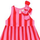Girls Pink & Red Striped Dress, 1, hi-res
