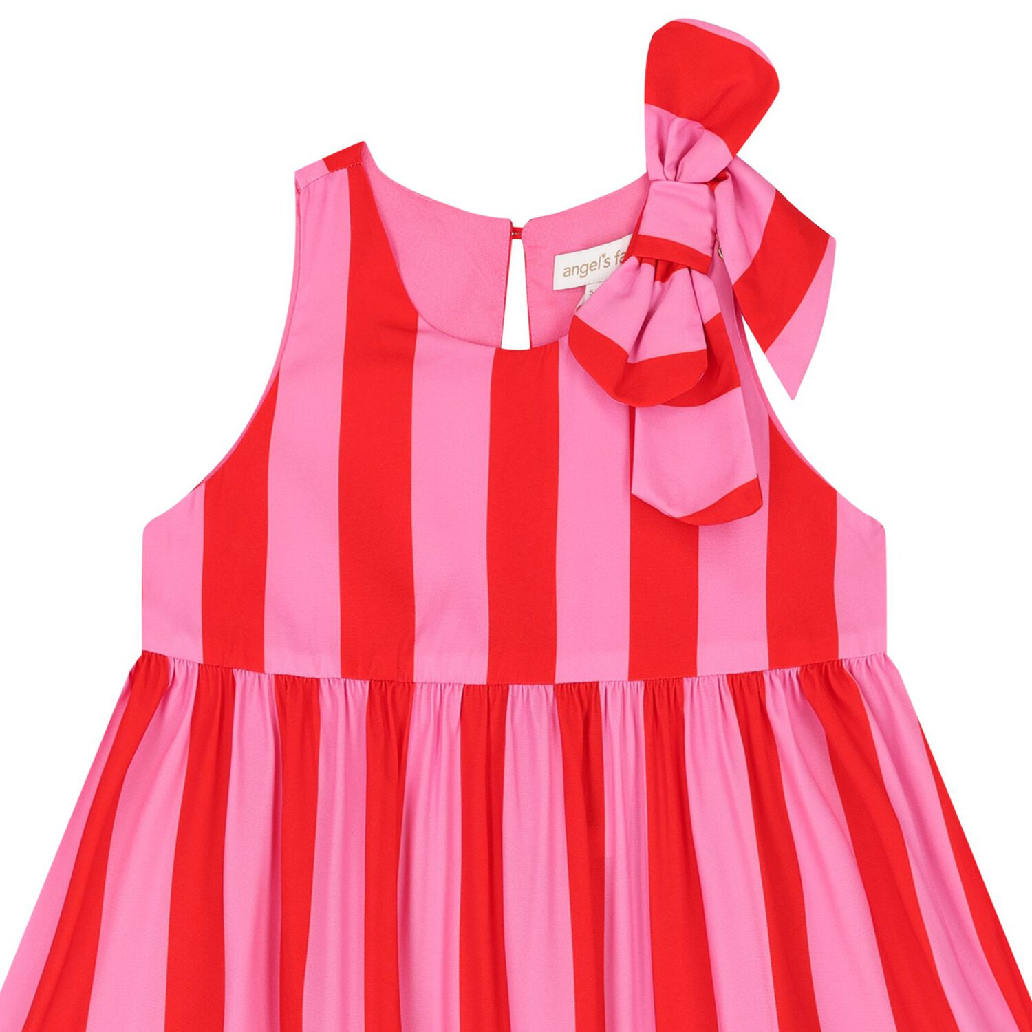 Girls Pink & Red Striped Dress, 1, hi-res