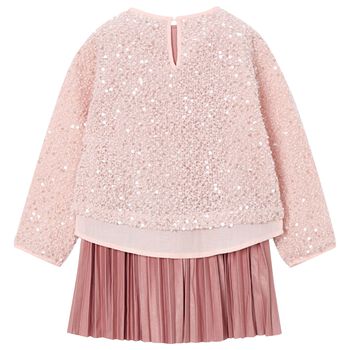 Girls Pink Sequin Dress Set