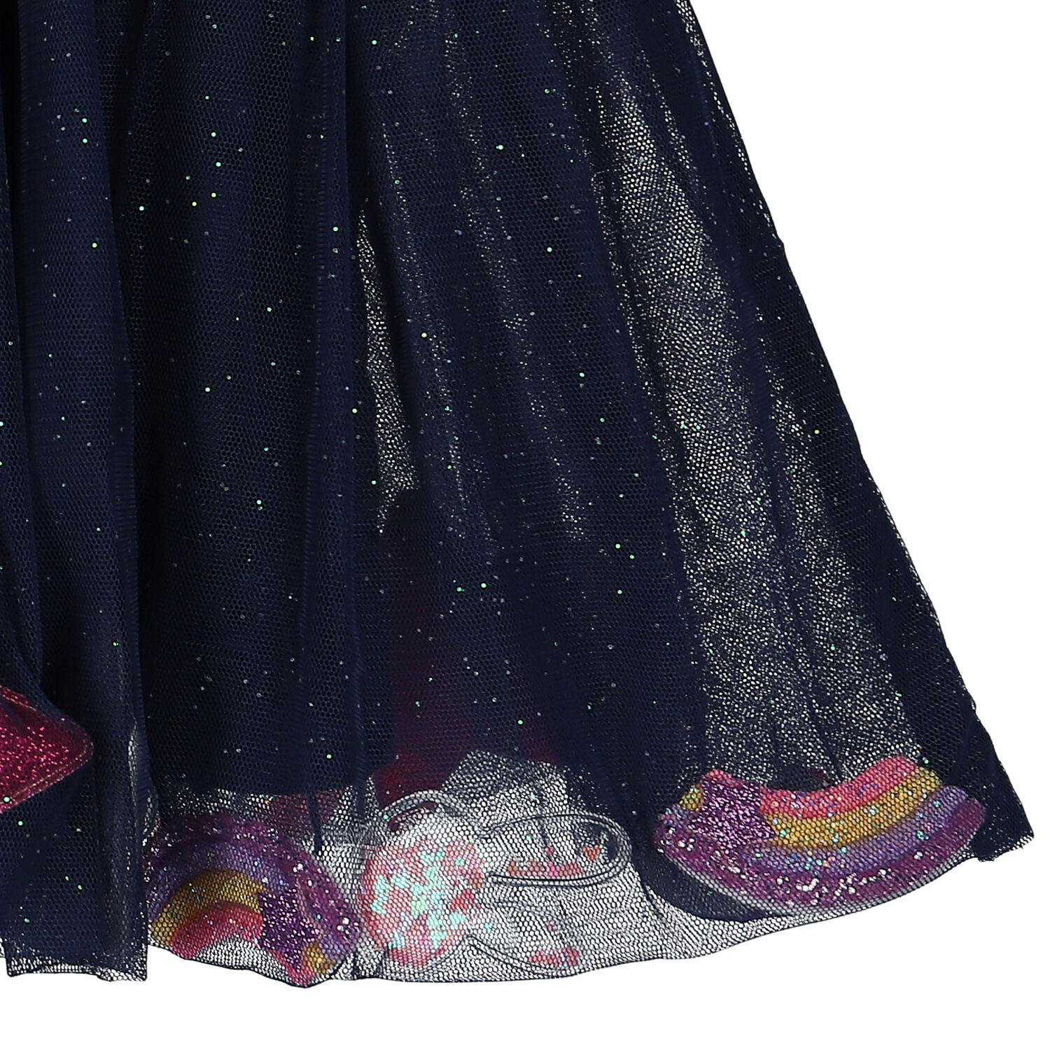 Girls Navy Blue Heart & Star Tulle Skirt, 1, hi-res