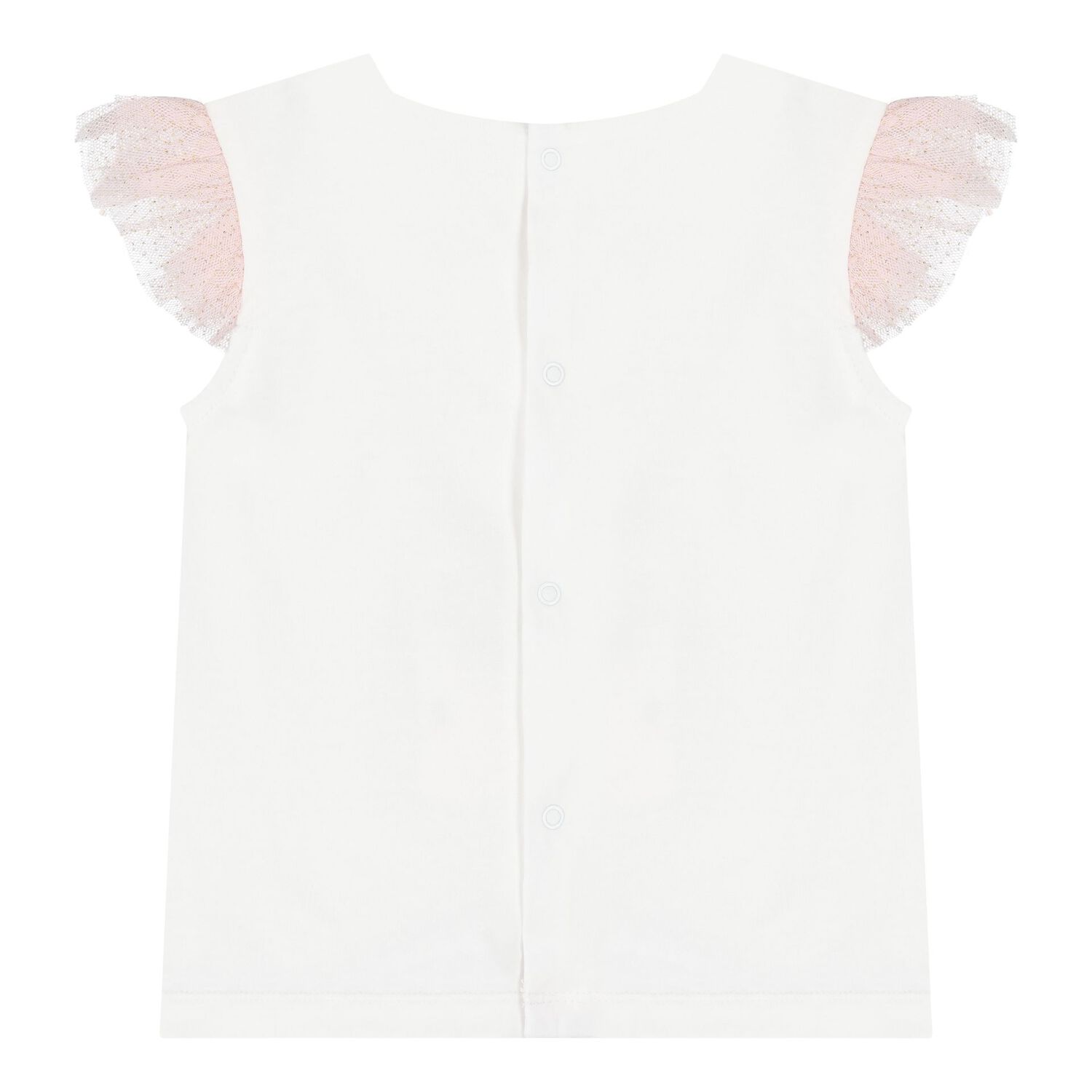 Baby Girls White & Pink Tulle Skirt Set, 2, hi-res