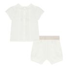 Baby Boys White & Ivory Shorts Set, 2, hi-res