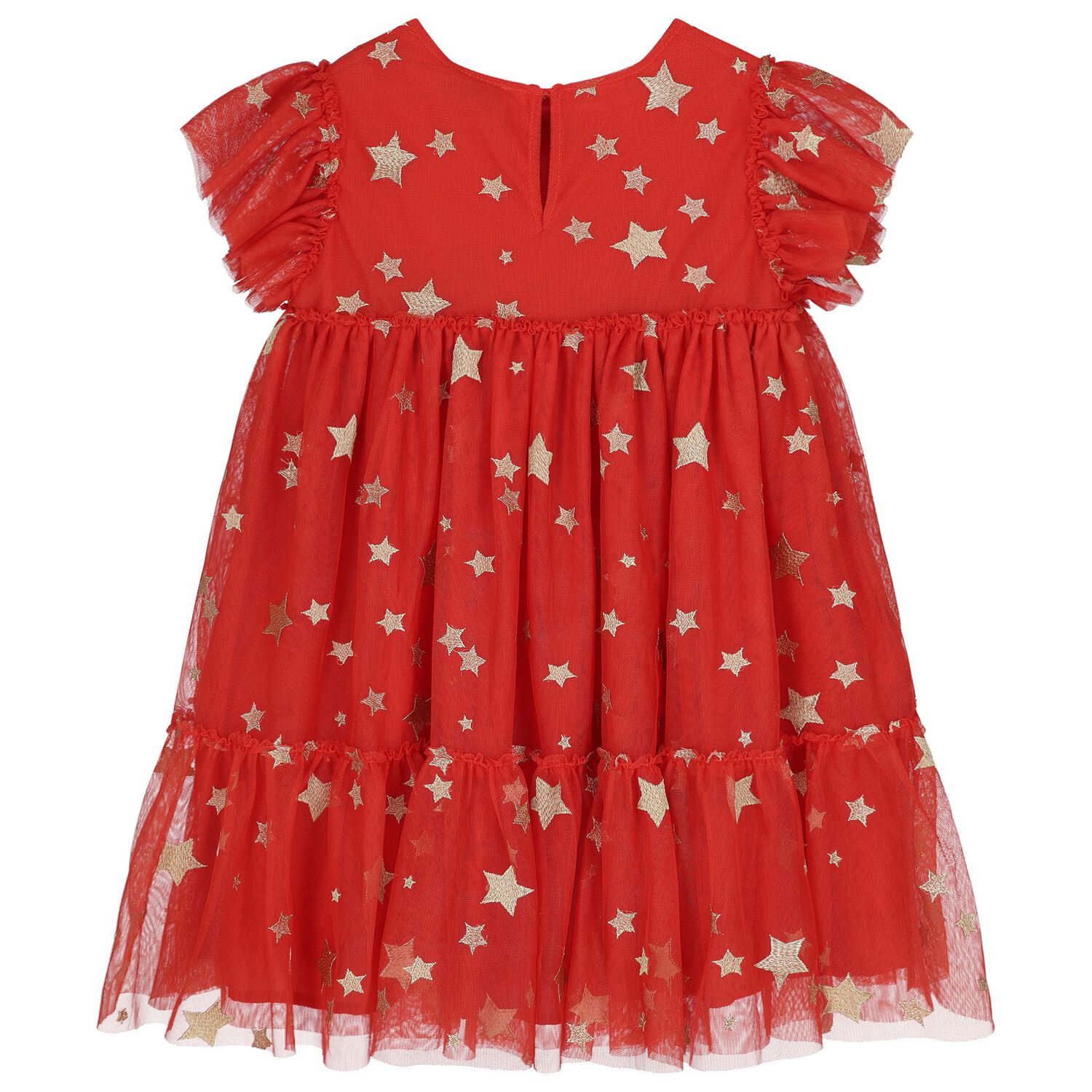 Girls Red Stars Tulle Dress, 1, hi-res