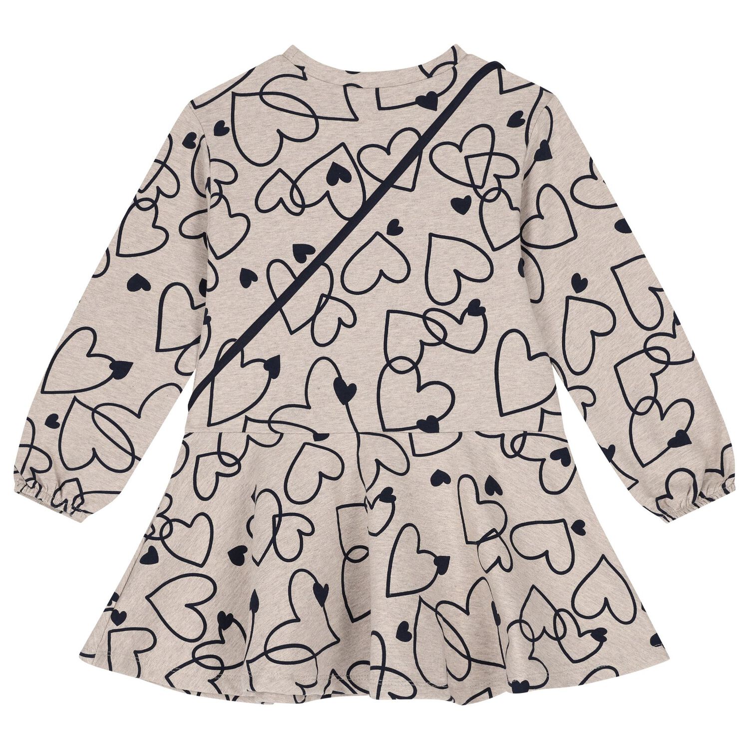 Girls Beige Heart Dress Set, 3, hi-res