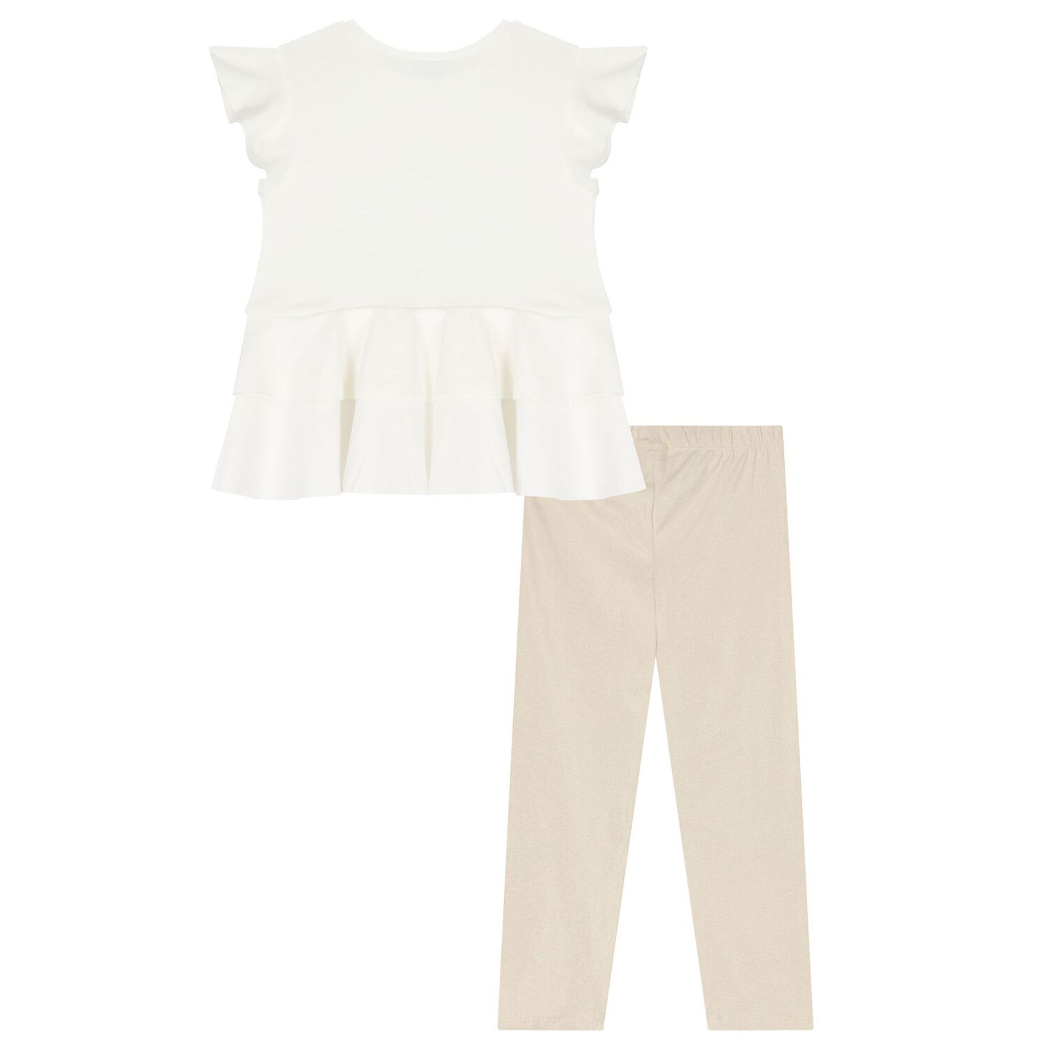 Girls White & Gold Leggings Set, 1, hi-res image number null