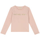 Girls Pink Logo Long Sleeve Top, 2, hi-res