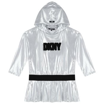 Girls Silver Logo Hooded Dress