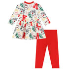 Younger Girls Ivory & Red Logo Dress Set, 1, hi-res