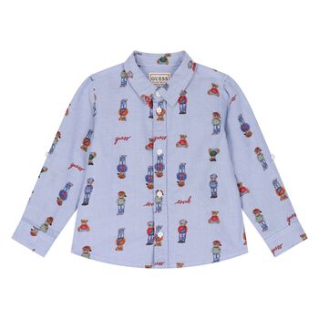 Boys Blue Logo Teddy Bear Shirt