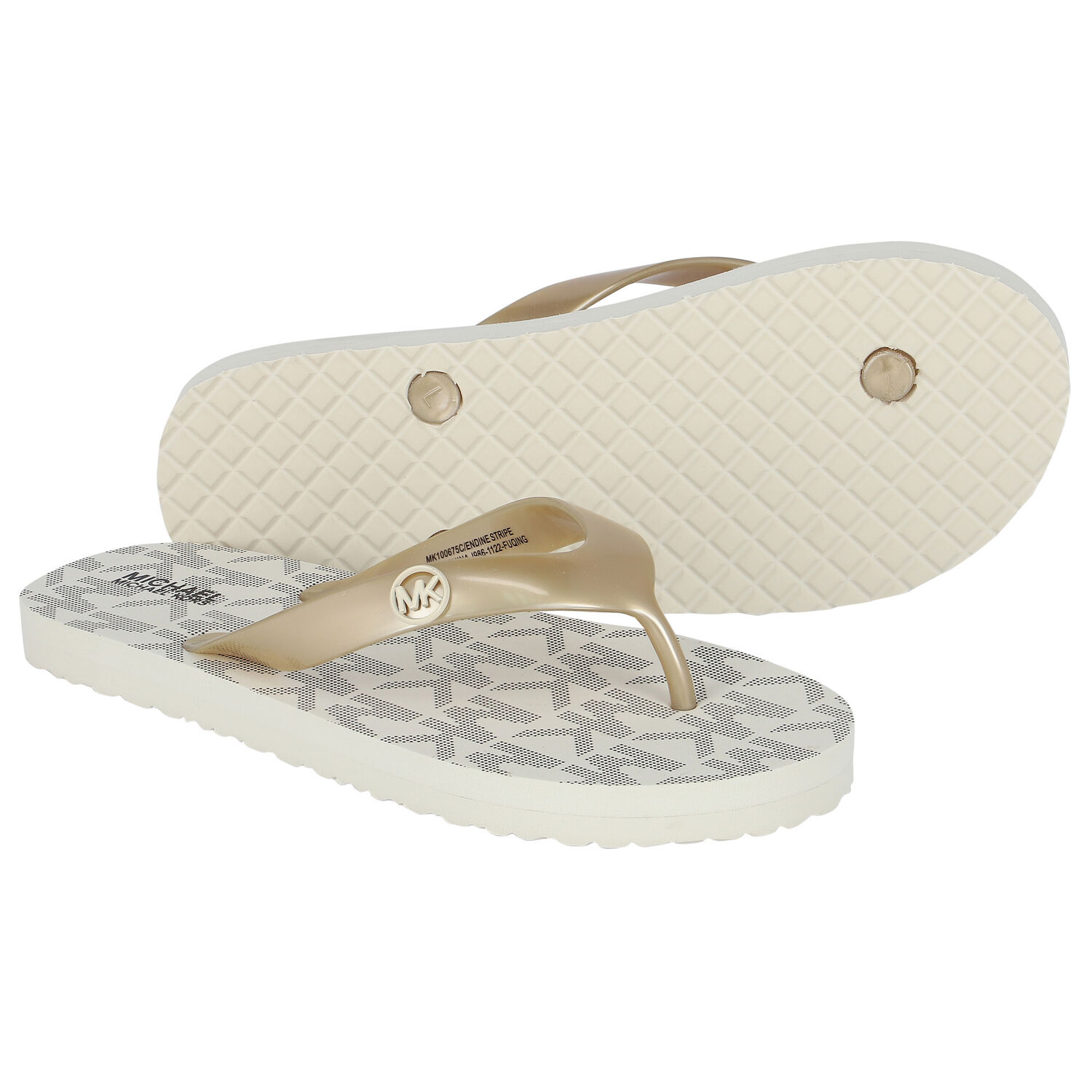 Girls Ivory Logo Flip Flops, 1, hi-res
