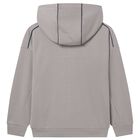 Boys Grey Hooded Zip Up Top , 2, hi-res