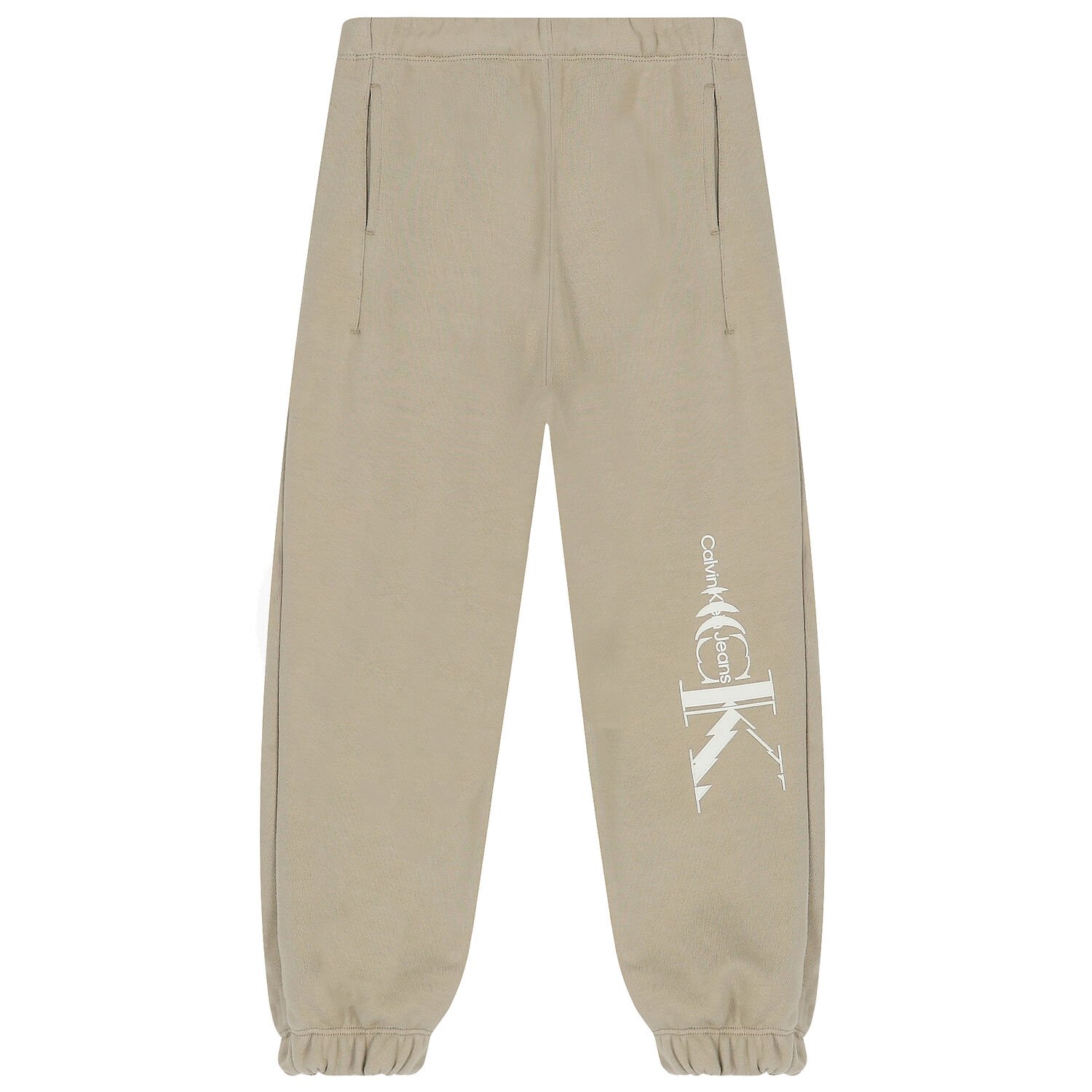Boys Beige Logo Joggers, 1, hi-res