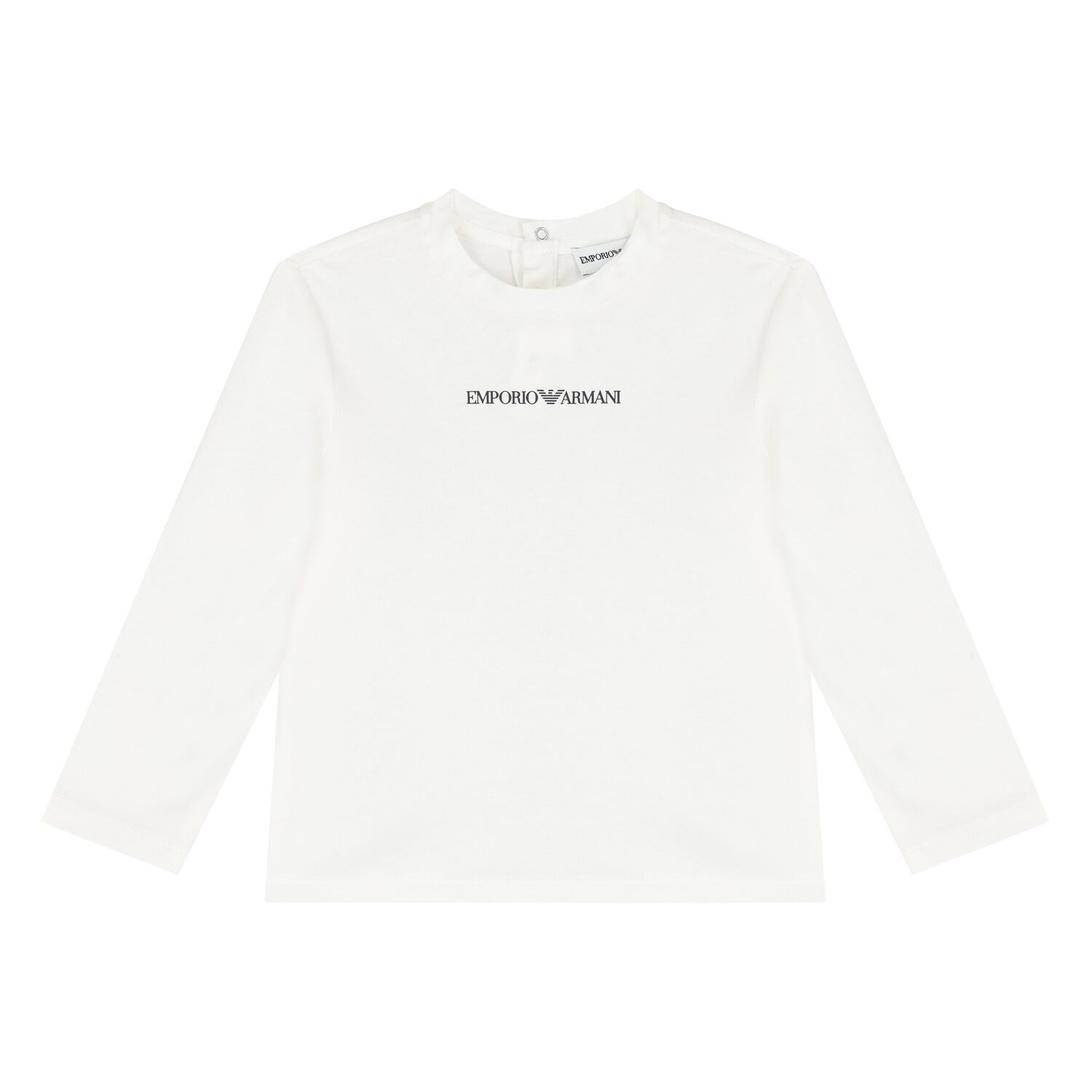 Baby Boys White Logo Long Sleeve Top, 2, hi-res
