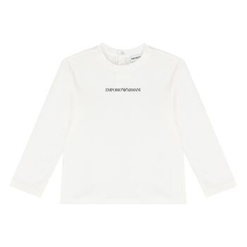 Baby Boys White Logo Long Sleeve Top
