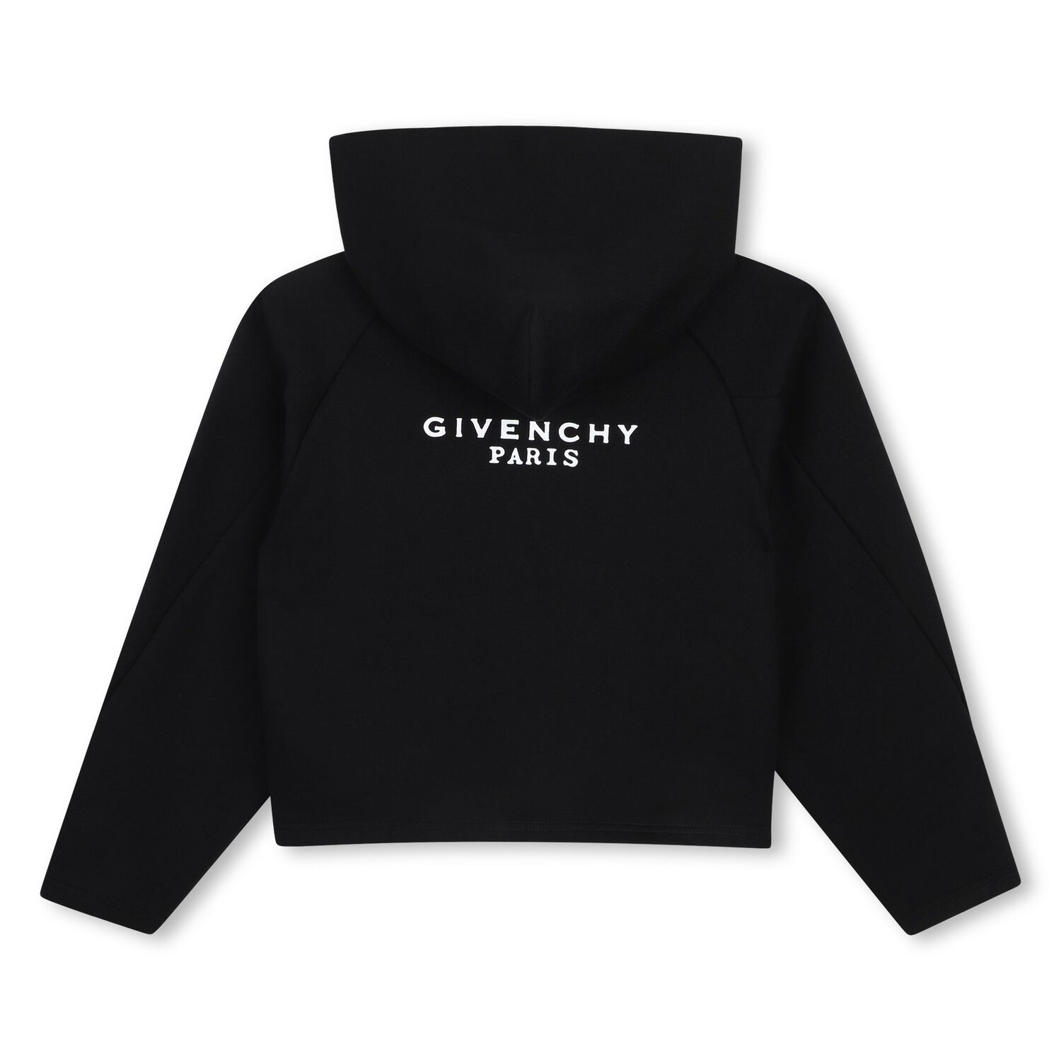 Girls Black Logo Hooded Zip Up Top, 1, hi-res