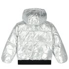 Girls Silver Logo Puffer Jacket, 1, hi-res