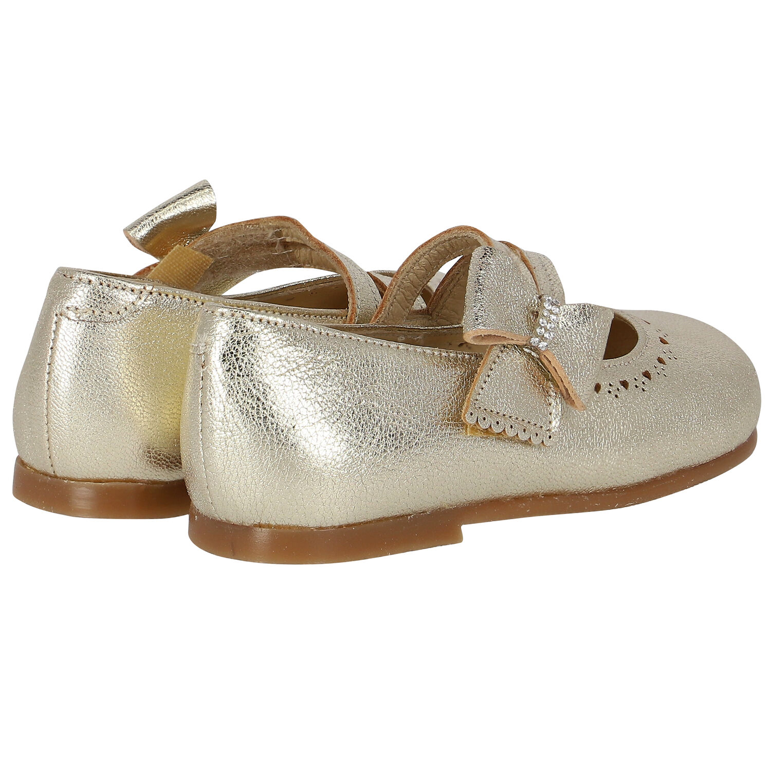 Girls Gold Embellished Bow Shoes, 2, hi-res image number null