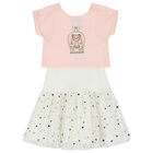 Girls Pink & White Logo Tulle Dress Set, 2, hi-res