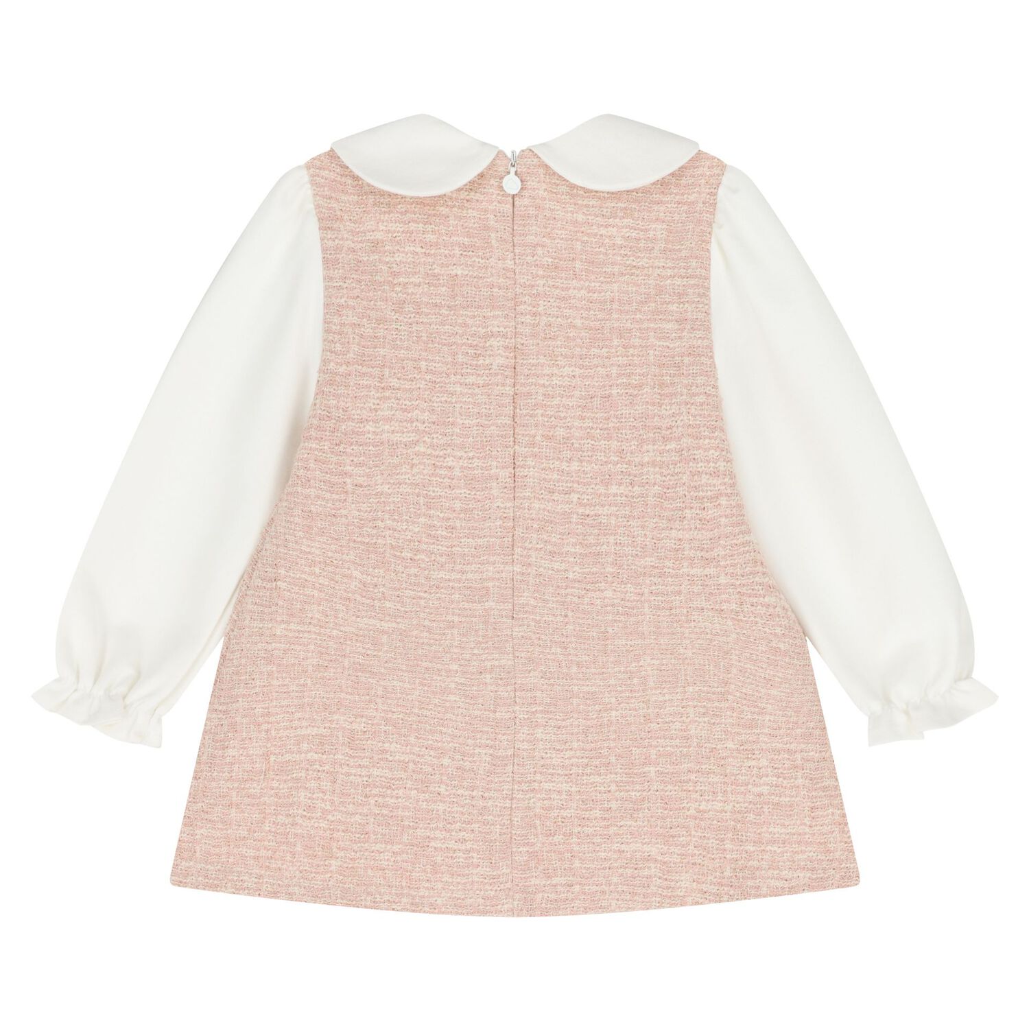 Younger Girls Pink Tweed Dress, 1, hi-res