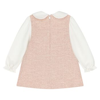 Younger Girls Pink Tweed Dress