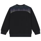 Boys Black Zig Zag Logo Sweatshirt, 1, hi-res