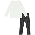 Girls White & Black Cat Leggings Set, 1, hi-res