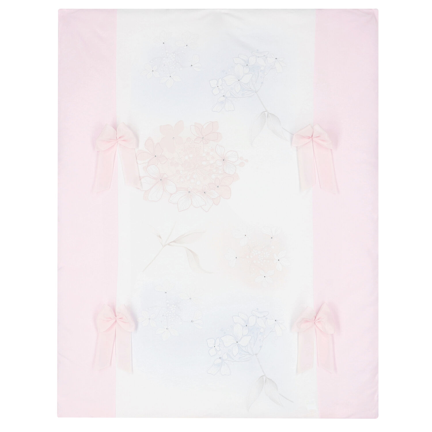 Baby Girls White & Pink Floral Blanket, 1, hi-res