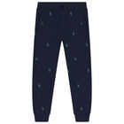 Boys Navy Blue Logo Joggers, 1, hi-res