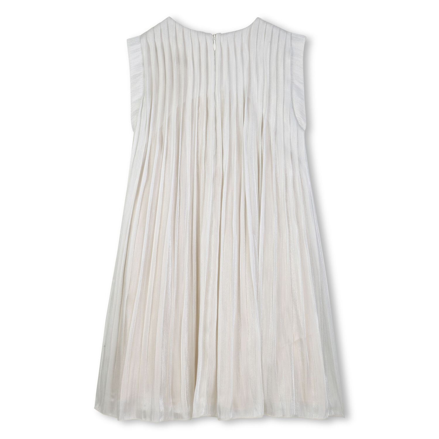 Girls Ivory Logo Pleated Dress, 1, hi-res