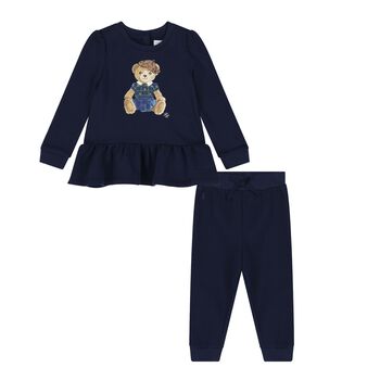 Baby Girls Navy Blue Teddy Bear Tracksuit