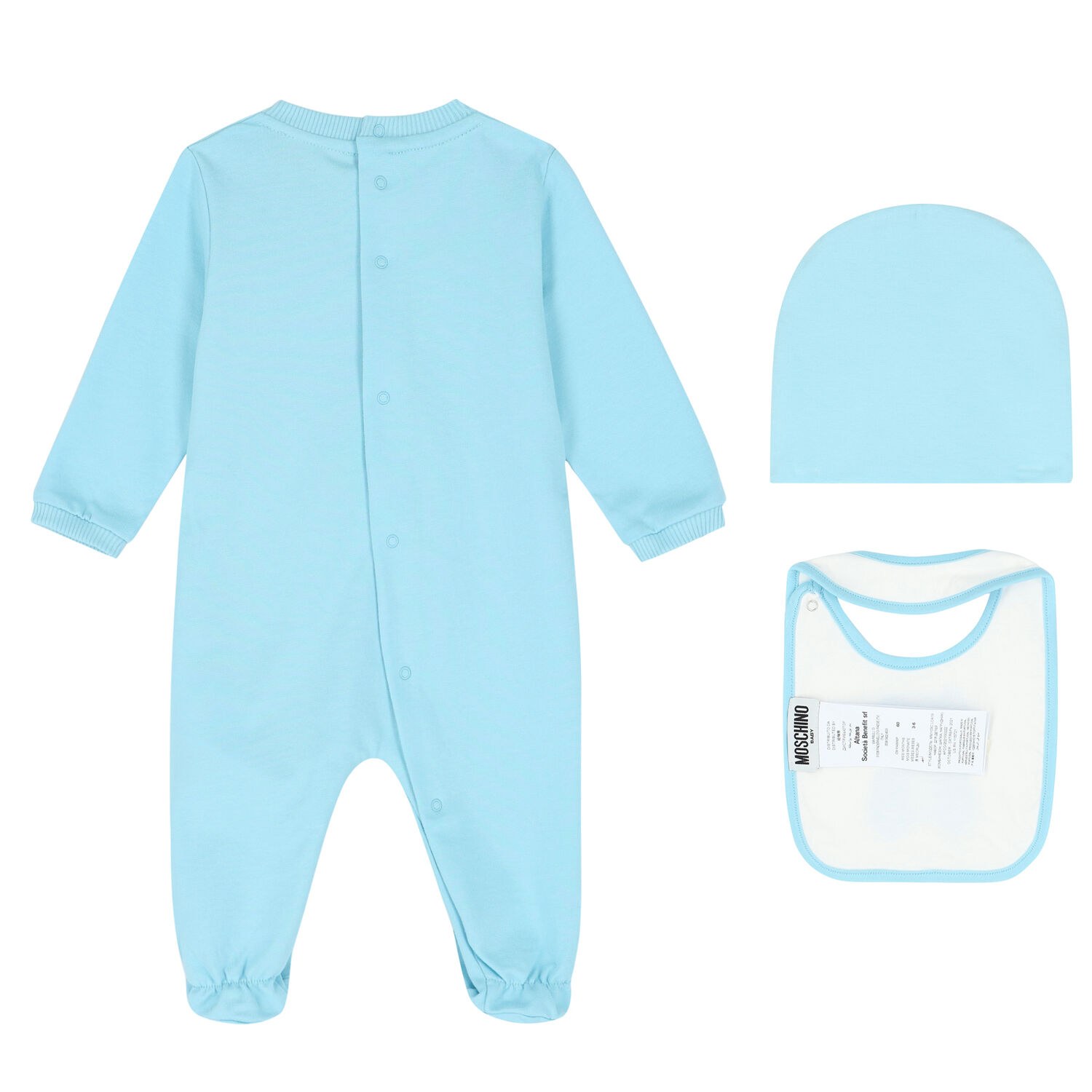 Blue Teddy Logo Babygrow, Hat & Bib Gift Set, 2, hi-res