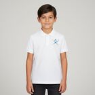 Boys White Logo Polo Shirt, 1, hi-res